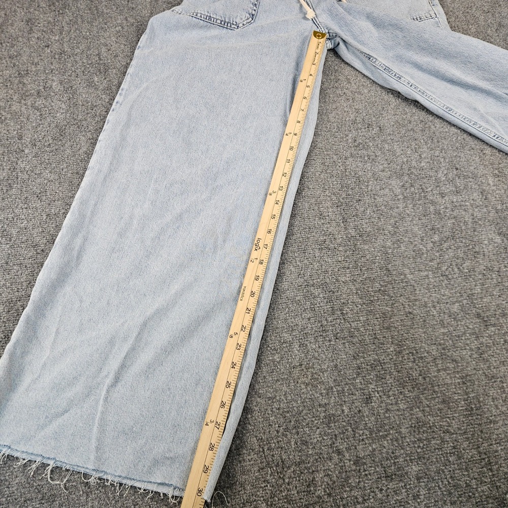 Lucky Brand Womens Light Wash Wide Leg Drawstring Denim Jeans Raw Hem Large - Picture 4 of 12